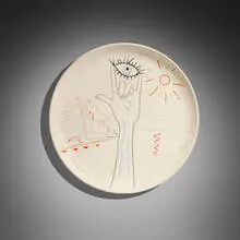 Jean Cocteau, La citadelle de Villefranche plate, 1957, glazed earthenware