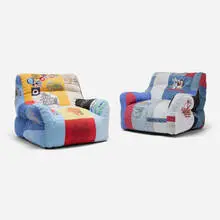 Darren Romanelli, Lounge chairs, set of two, c. 2022, vintage textiles