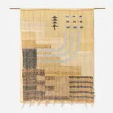 Loja Saarinen, Rare and Important tapestry, c. 1940, woven linen on cotton backing, wood hanging rod