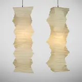 Isamu Noguchi, Akari light sculptures model 33N, pair, washi paper, bamboo