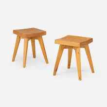 Christian Durupt, Stools from Méribel, pair, c. 1960, pine