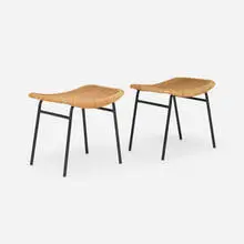Joseph-André Motte, Stools, pair, c. 1954, rattan, lacquered steel