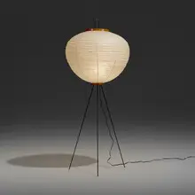 Isamu Noguchi, Akari light sculpture, model A10, 1952, washi paper, enameled steel, bamboo, cane
