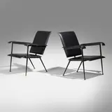 attribution Jacques Adnet, Lounge chairs, pair