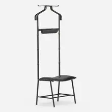 Jacques Adnet, Valet chair, c. 1950, saddle-stitched leather, enameled steel, brass