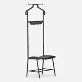 Jacques Adnet, Valet chair, c. 1950, saddle-stitched leather, enameled steel, brass