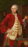 Anton van Maron, A portrait of a nobleman holding a musket, oil on canvas affixed to board