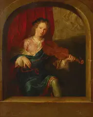 Frans van Mieris the Elder, A study of a man playing a violin, oil on panel