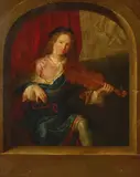 Frans van Mieris the Elder, A study of a man playing a violin, oil on panel