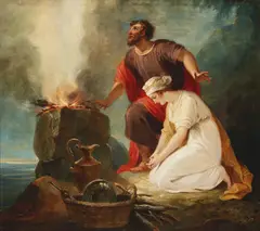 The Sacrifice of Manoah by Benjamin West, oil on canvas, offered Jun 2018