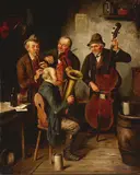 Eduard Merk, Musicians in an interior, oil on canvas