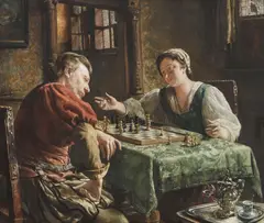 Leon Brunin, Checkmate, oil on board