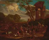Pieter van Bredael, A Battle scene, oil on canvas