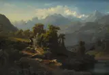 Continental School, 19th Century, An Alpine Landscape, oil on canvas