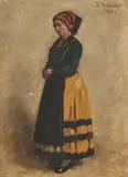 Léon Bonnat, A peasant girl, oil on artist's board