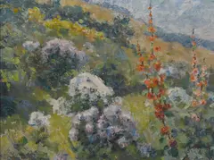 Edward Simmons, Wild Flowers, oil on canvas board