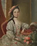 Friedrich Ludwig Hauck, Portrait of a seated lady with a blackamoor, oil on canvas