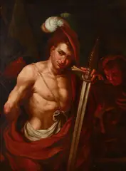 Genoese School, David with the head of Goliath, oil on canvas
