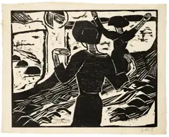 Die Sonne by Karl Schmidt-Rottluff, 1914, Holzschnitt auf Japan, sold Jun 2009