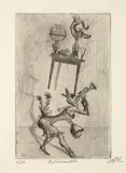 Otto Dix, Balanceakt, 1922, Kaltnadel auf Papier