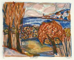 Herbstlandschaft by Otto Dix, 1965, Farblithographie auf Van Gelder Zonen-Bütten, sold Nov 2010