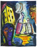 Helmut Middendorf, Nacht mit Bruno, 1983, Acryl und Farbkreide auf leichtem Karton