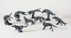 Cai Guo-Qiang, Study for a wolf's bodily movement: For head on, 2006, Skulpturen, jeweils Kunstharz in Grau