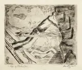 Max Beckmann, Skiläufer, 1929, Kaltnadel auf Velin