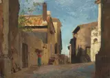 Oswald Achenbach, Italienische Dorfstraße