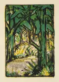 Otto Mueller, Waldlandschaft, Um 1924, Farblithographie auf Papier