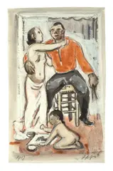 Atelierszene by Max Pechstein, 1913, Aquarell und Deckweiß über Bleistift auf Papier, sold Nov 2012