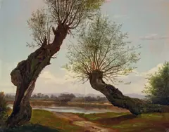 Kopfweiden by Deutsch, um 1840, Um 1840, Öl auf 2 Blatt Papier, auf Pappe aufgezogen, sold Nov 2011