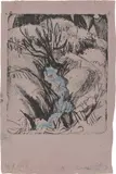 Ernst Ludwig Kirchner, Bach im Frühling, 1919, Lithografie, handkoloriert, auf grauviolettem Bütten
