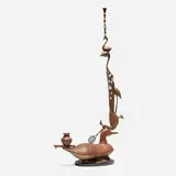 Italo Scanga, Candlestick holder, 2000, brass, painted wood