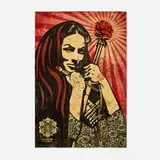 Shepard Fairey, Revolutionary Woman with Brush, 2007, screenprint in colors and mixed media collage on paper