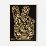 Shepard Fairey, Peace Fingers (Gold), 2006, screenprint in colors