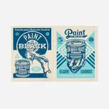 Shepard Fairey, Two works from the Paint It Black series, 2016, screenprint in colors