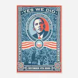 Shepard Fairey, Yes We Did!, 2008, offset lithograph in colors on Speckletone laid to canvas