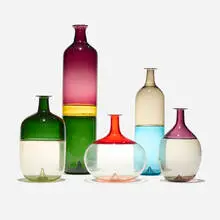 Tapio Wirkkala, Collection of five Bolle vases, 2013-19, incalmo glass