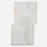 Guillaume Leblon, The Dreamer (diptych), 2020, plaster, textile prints, flourescent pigments, artist-made wood frame