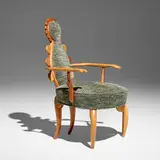 Tommy Simpson, How Does Your Garden Grow armchair, 2004, upholstery, carved oak, walnut
