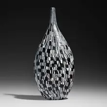 Massimo Micheluzzi, Tall vase, 2002, hand-blown and wheel-carved glass