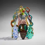 Ginny Ruffner, Untitled (Figure with Vases), 1995, lampworked and painted glass