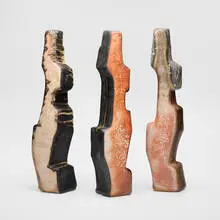 Ashwini Bhat, Matrikas, 2016, wood-fired, glazed and gilt stoneware