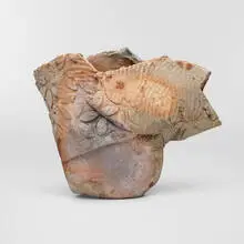 Paul Soldner, Vessel, c. 1985, slab-built and raku-fired earthenware