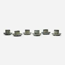 Gutte Erikson, Cups and saucers, set of six, c. 1980, glazed stoneware