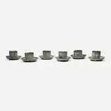 Gutte Erikson, Cups and saucers, set of six, c. 1980, glazed stoneware
