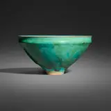 Gertrud and Otto Natzler, Bowl, 1965, earthenware with Turquoise Silverblack Semi-mat glaze