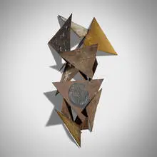 Paul Evans, Early wall sculpture, c. 1958, torch-cut, welded, patinated and gilt steel