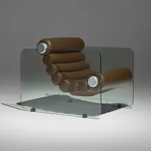 Fabio Lenci, Hyaline armchair, c. 1970, glass, leather, aluminum